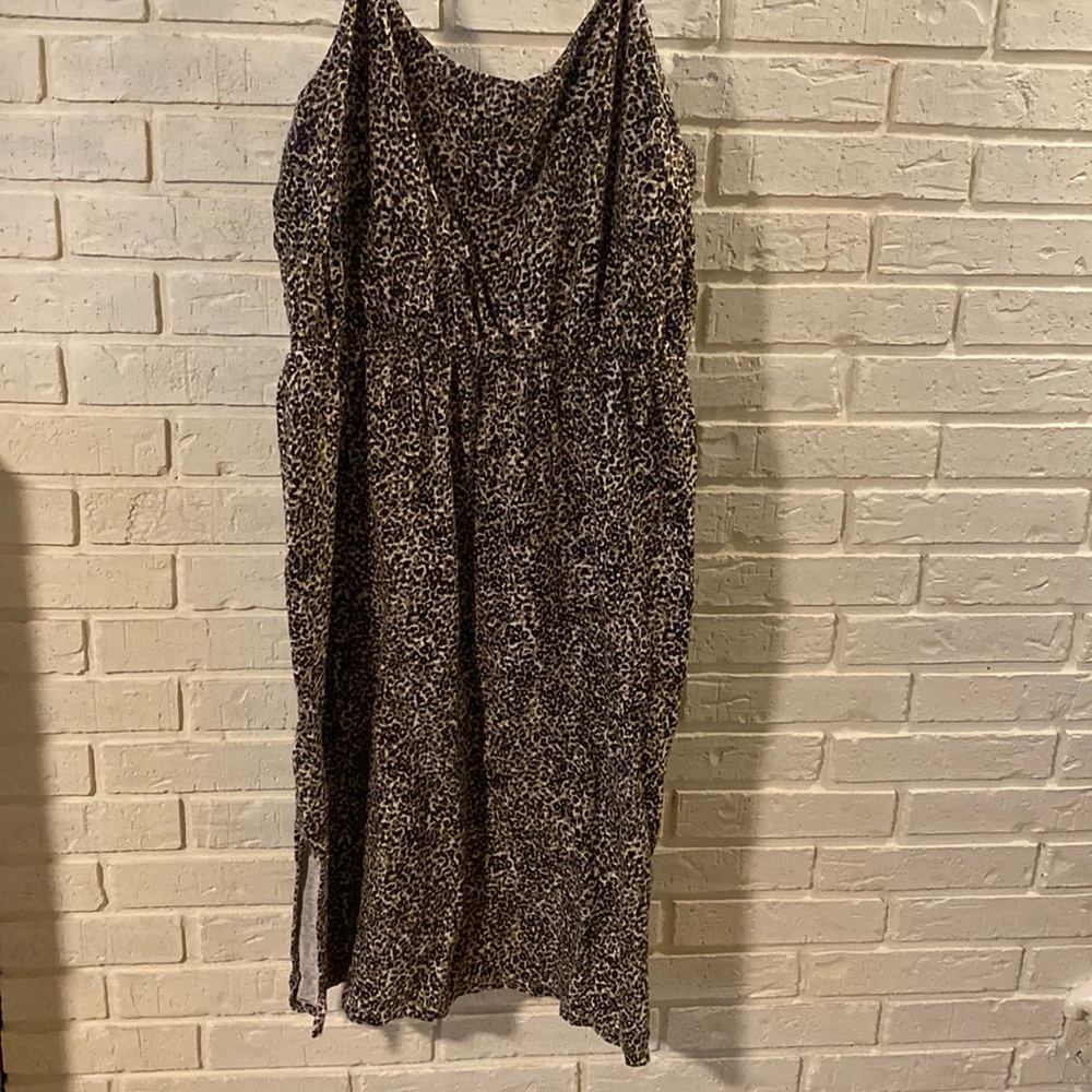 Waist-Defined Leopard-Print Midi Cami Dress